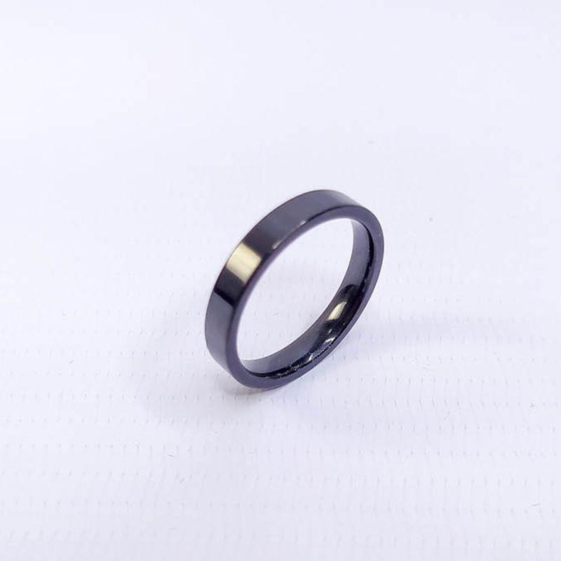 ANEL ALIANÇA AÇO INOX PRETO ANATÔMICA RETA 4MM - Número 22/23