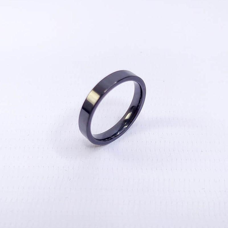 ANEL ALIANÇA AÇO INOX PRETO ANATÔMICA RETA 4MM - Número 24/25