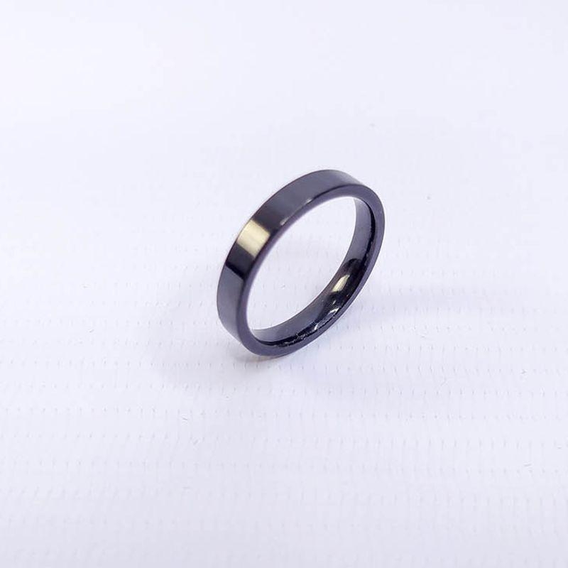ANEL ALIANÇA AÇO INOX PRETO ANATÔMICA RETA 4MM - Número 28/29