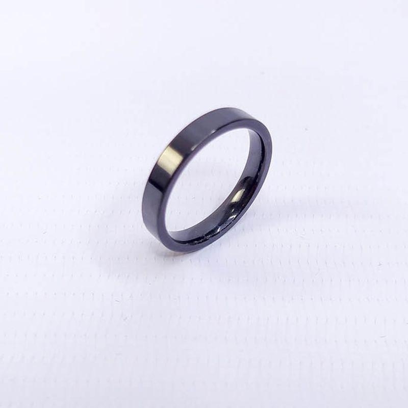ANEL ALIANÇA AÇO INOX PRETO ANATÔMICA RETA 4MM - Número 32/33