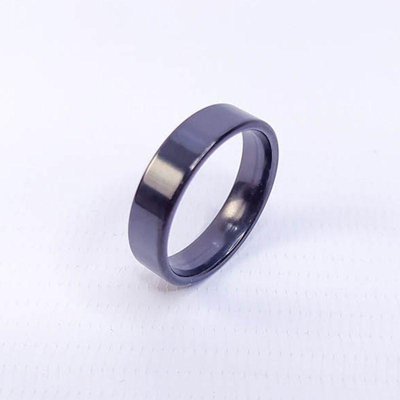 ANEL ALIANÇA AÇO INOX PRETO ANATÔMICA RETA 6MM - Número 12/13