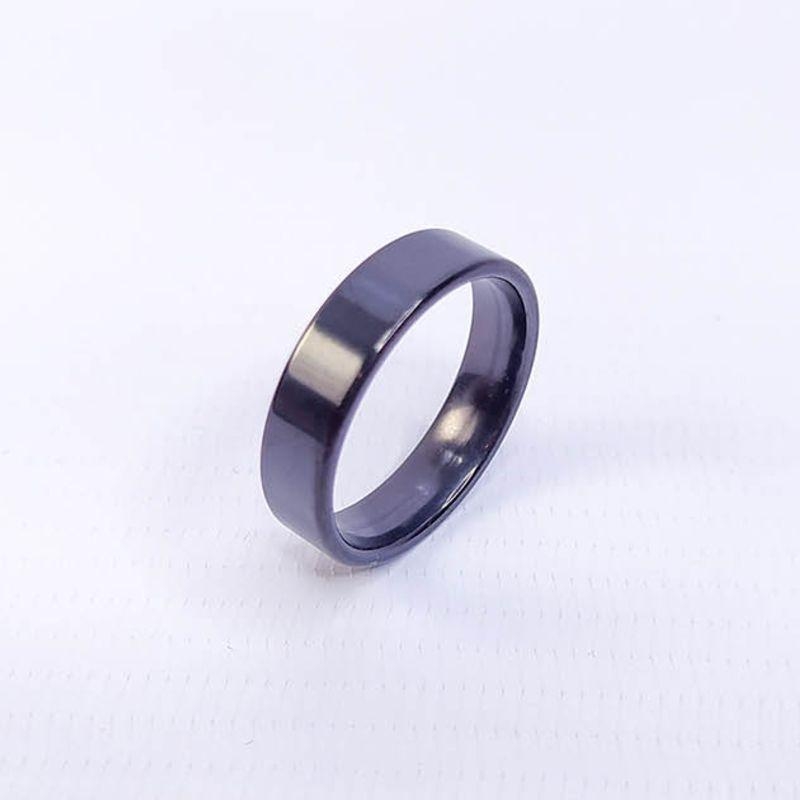 ANEL ALIANÇA AÇO INOX PRETO ANATÔMICA RETA 6MM - Número 14/15