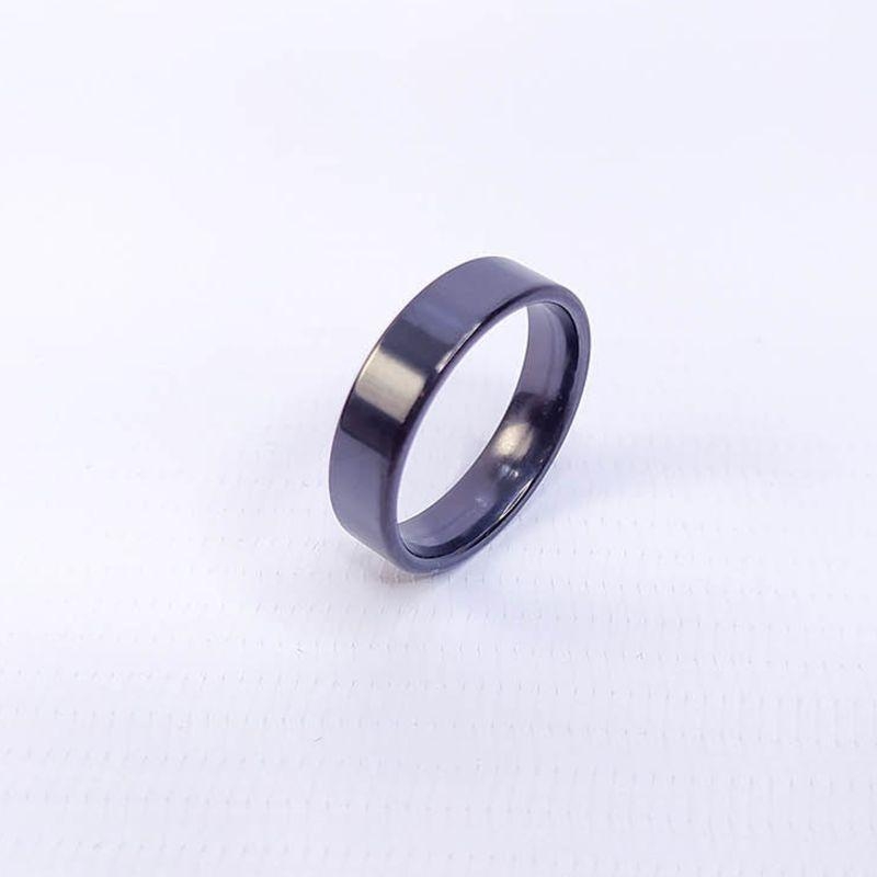 ANEL ALIANÇA AÇO INOX PRETO ANATÔMICA RETA 6MM - Número 16/17