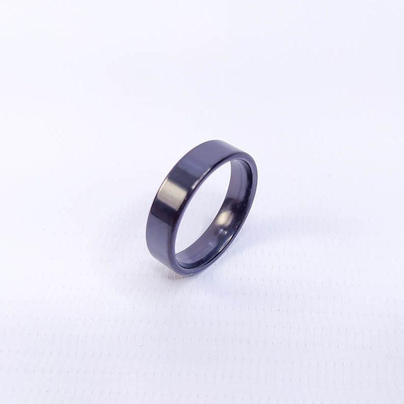 ANEL ALIANÇA AÇO INOX PRETO ANATÔMICA RETA 6MM - Número 20/21