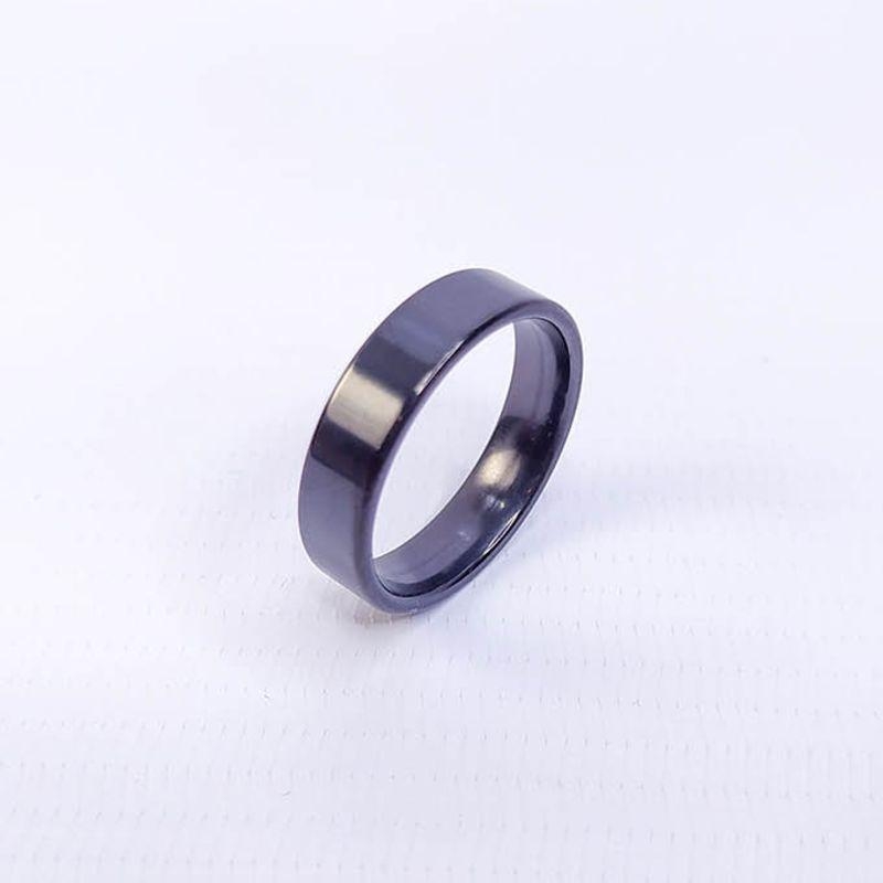 ANEL ALIANÇA AÇO INOX PRETO ANATÔMICA RETA 6MM - Número 24/25