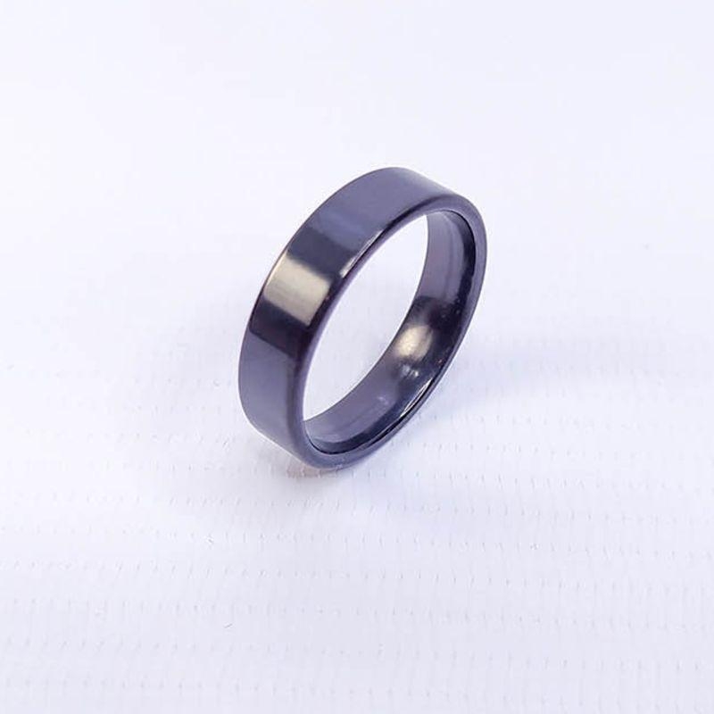 ANEL ALIANÇA AÇO INOX PRETO ANATÔMICA RETA 6MM - Número 28/29
