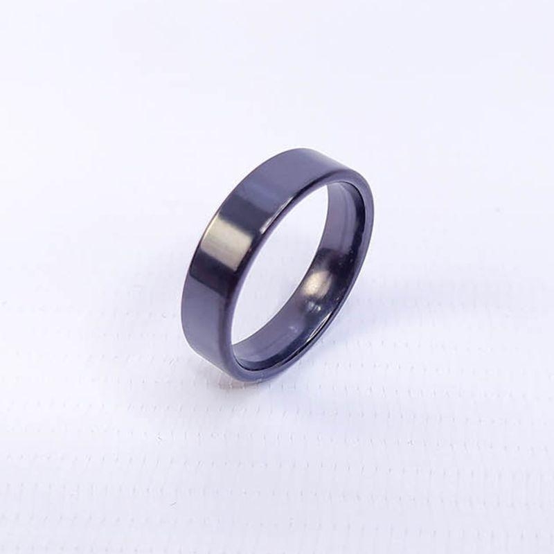 ANEL ALIANÇA AÇO INOX PRETO ANATÔMICA RETA 6MM - Número 32/33