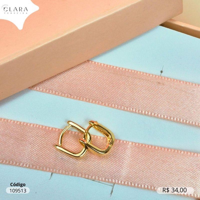 BRINCO ARGOLINHA CLICK QUADRADA LISA - 10X3MM - Dourado