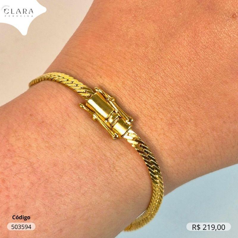 PULSEIRA FITA GROSSA 3MM C/ FECHO GAVETA - 3MM - 21CM - Dourado