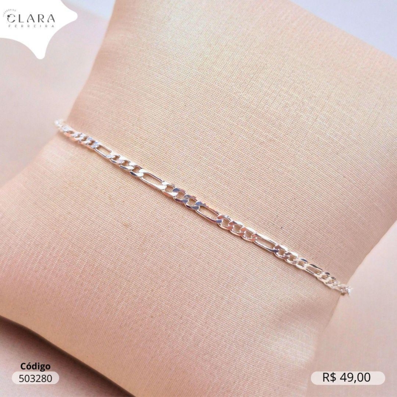 PULSEIRA GRUMET 3x1 - 2MM - 21CM - BANHO DE PRATA