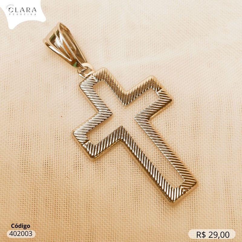 PINGENTE CRUZ JATEADA VAZADA 30MM - Aço