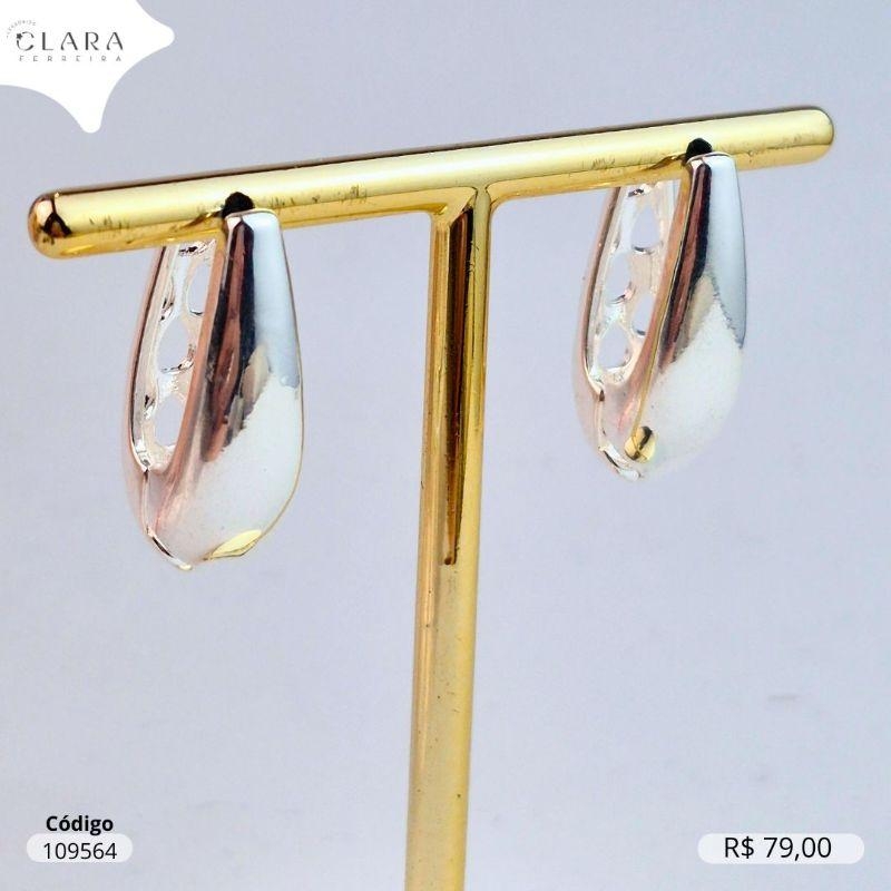 BRINCO ARGOLA CLICK GOTA LISA - 24X8MM - Banho de Prata