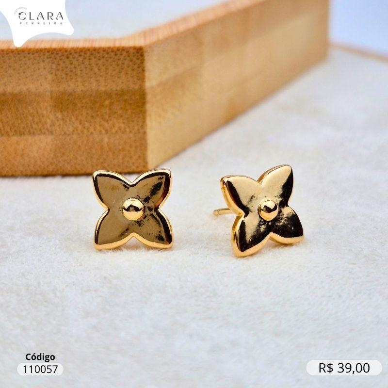 BRINCO TREVO LOUIS VUITTON LISO - 10MM - Dourado