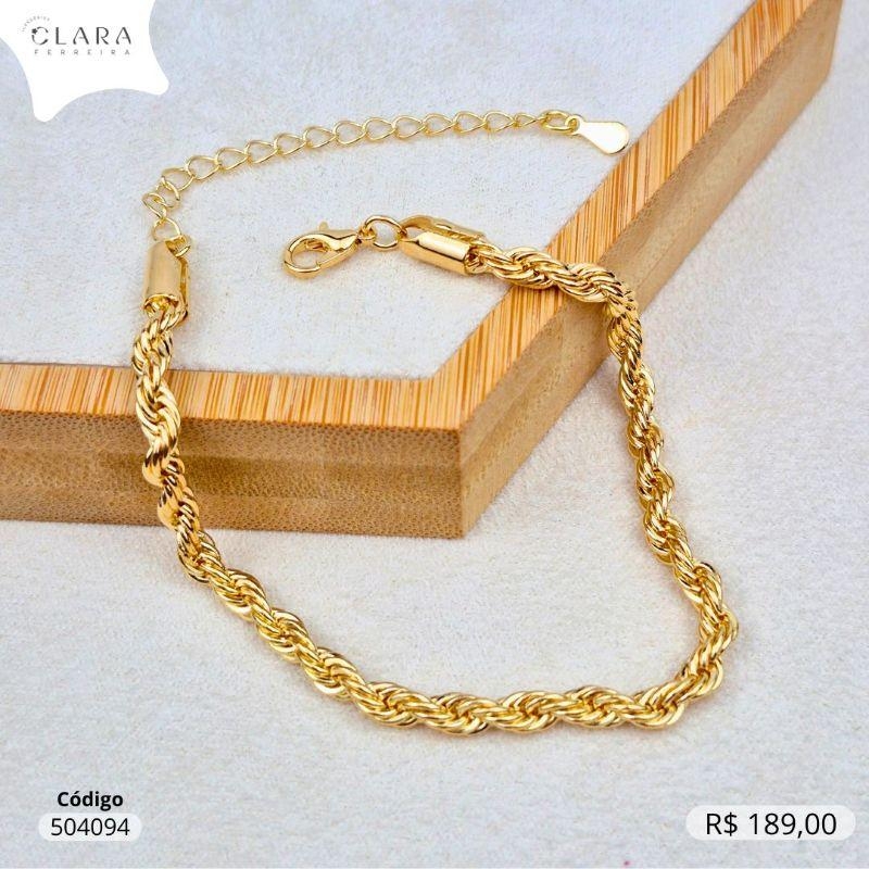 PULSEIRA CORDÃO BAIANO - 4MM - 17CM - Dourado