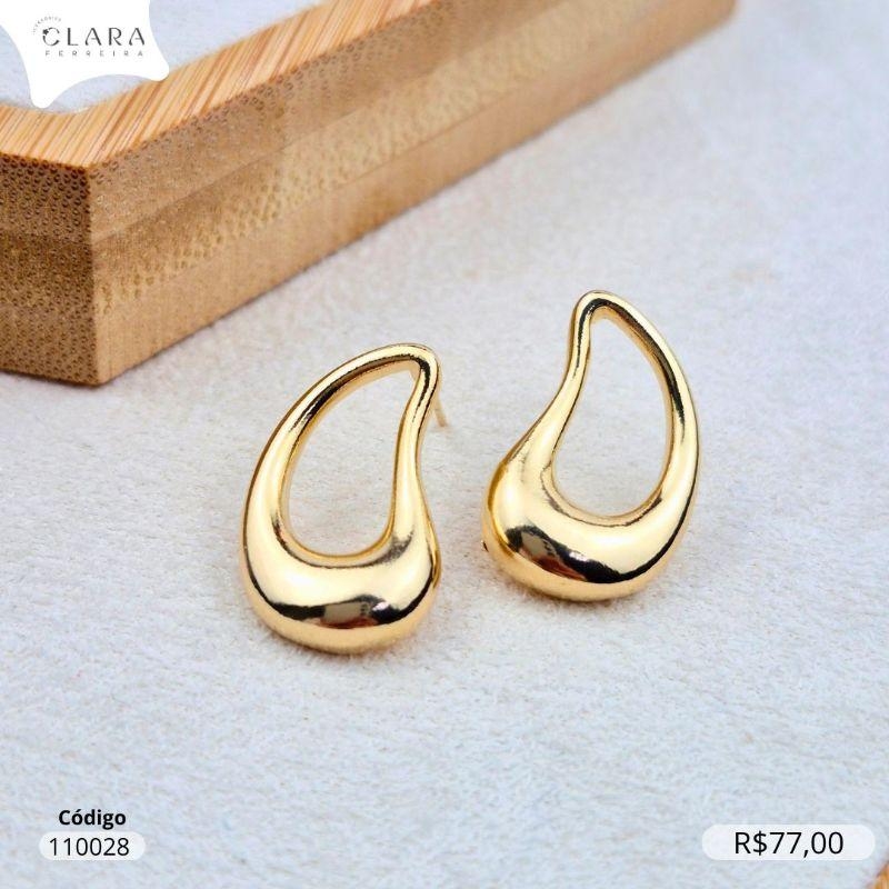 BRINCO GOTA LISA VAZADA - LINHA ORGÂNICOS - 21MM - Dourado