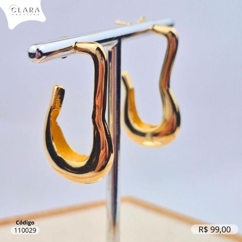 BRINCO ARGOLA ONDULADA - LINHA ORGÂNICOS - 35MM - Dourado