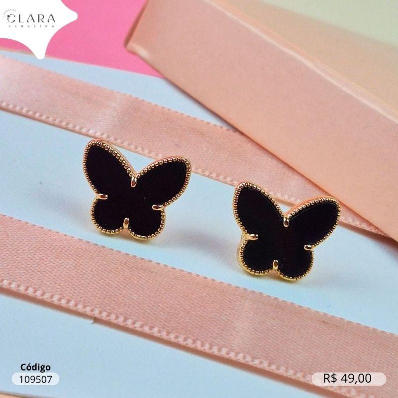 BRINCO BORBOLETA CRISTAL COLORIDO - EDIÇÃO LIMITADA  - 12MM - Dourado