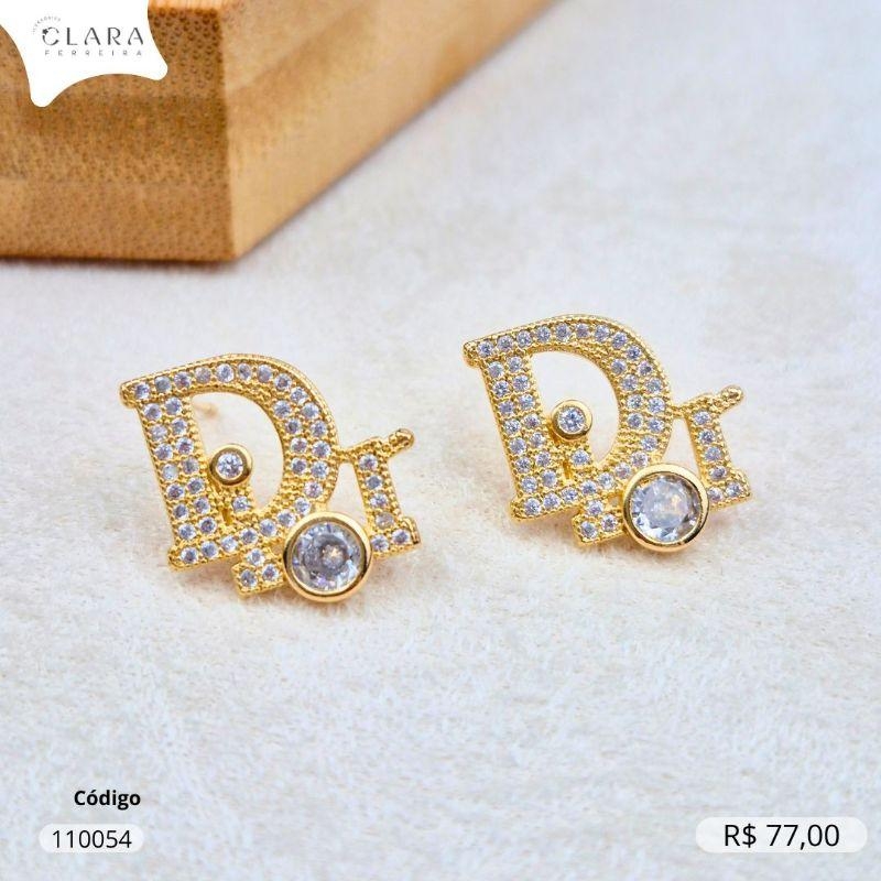 BRINCO DIOR MICROZIRCÔNIAS - 15MM - Dourado