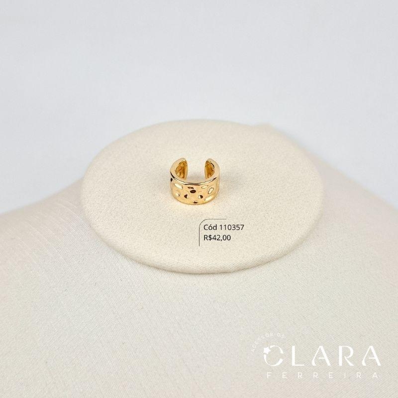 BRINCO PIERCING FAKE GROSSO ONDULADO LISO  - 7MM - Dourado