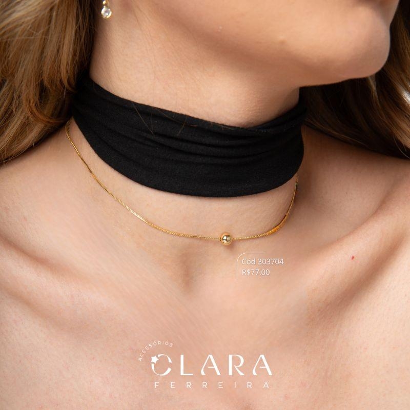 COLAR VENEZIANA C/ BOLA LISA 6MM FIXA - 45CM - Dourado