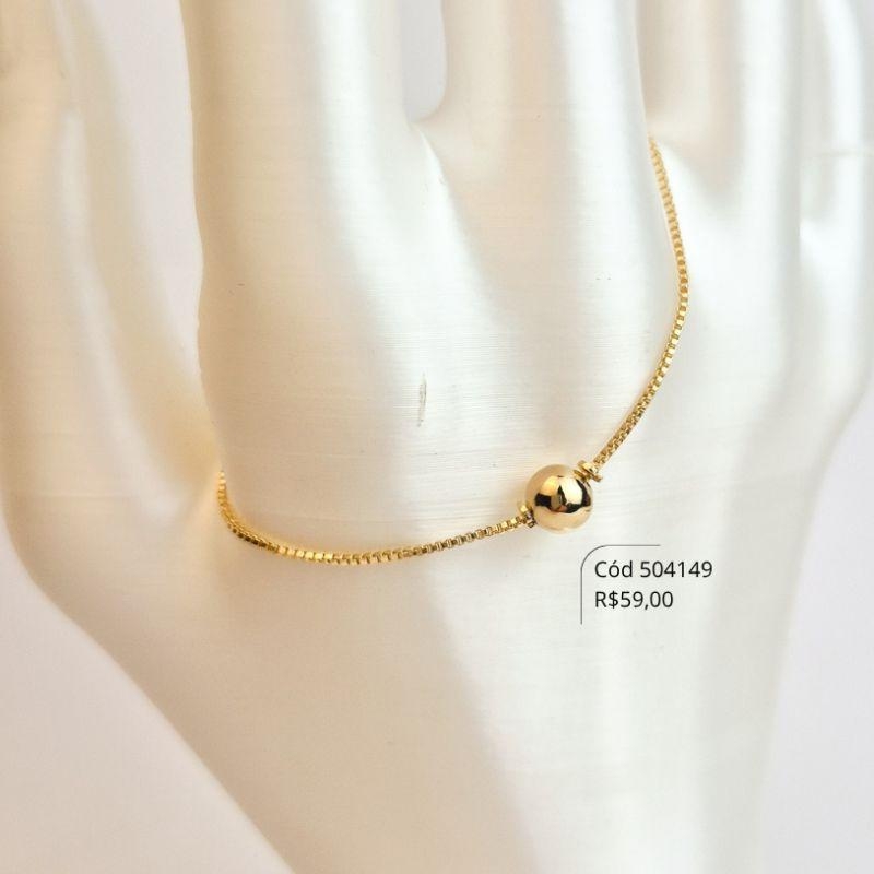 PULSEIRA VENEZIANA C/ BOLA LISA 6MM FIXA - 17CM - Dourado