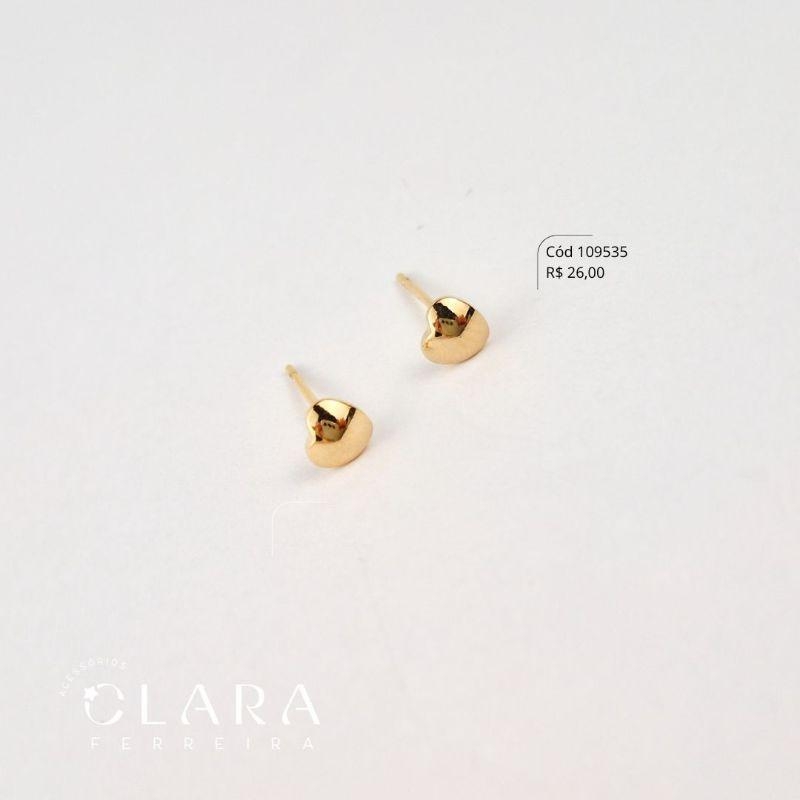 BRINCO CORAÇÃO LISO  - 5MM - PEÇA VENDIDA - Dourado