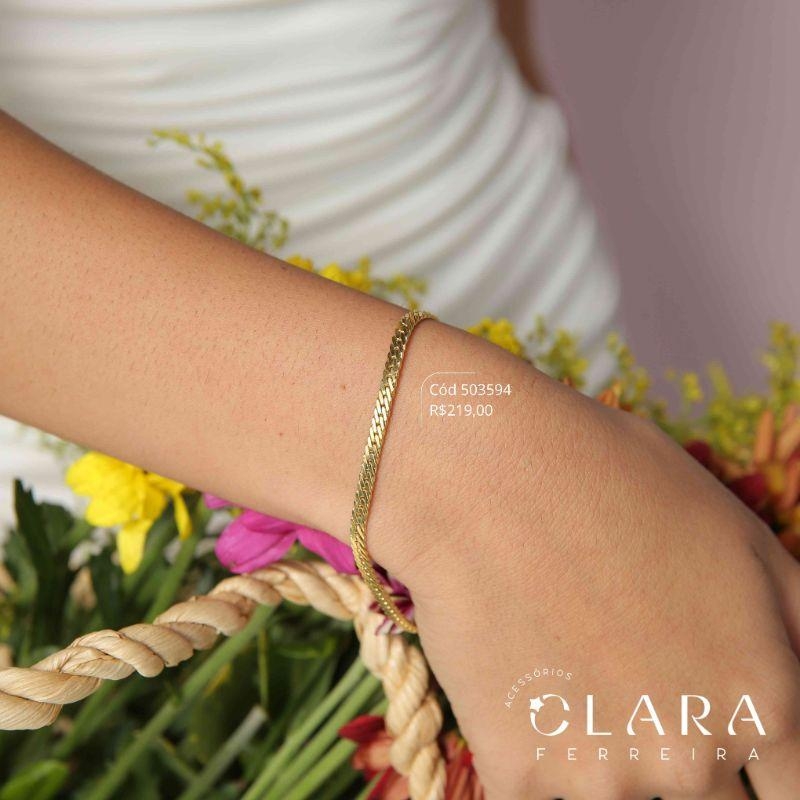 PULSEIRA FITA GROSSA 3MM C/ FECHO GAVETA - 3MM - 21CM - Dourado