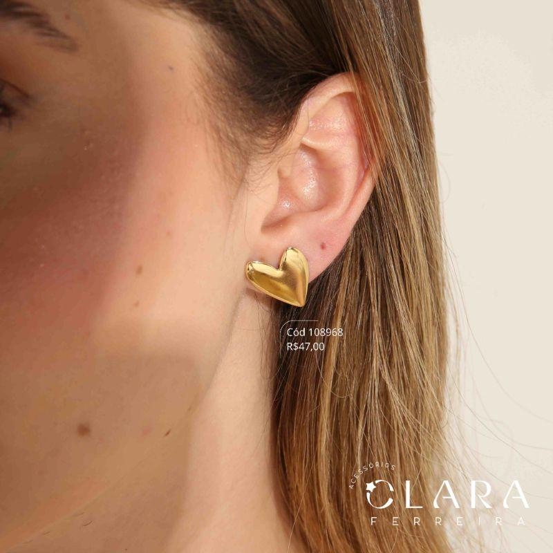 BRINCO CORAÇÃO LISO 19MM - LINHA ORGÂNICOS - Dourado