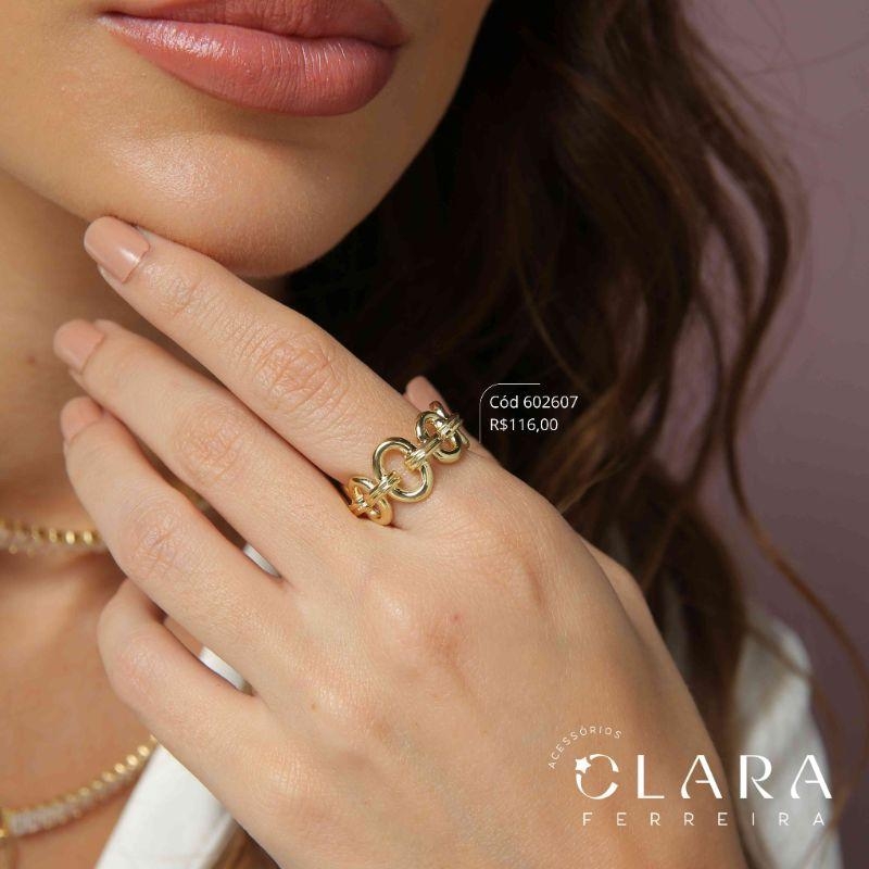 ANEL FIO DE CORRENTE C/ ELOS OVAIS  - Dourado