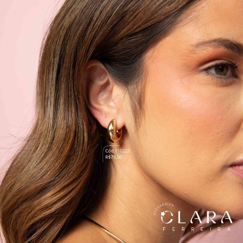 BRINCO ARGOLINHA CLICK GROSSA LISA - 19X7MM - Dourado