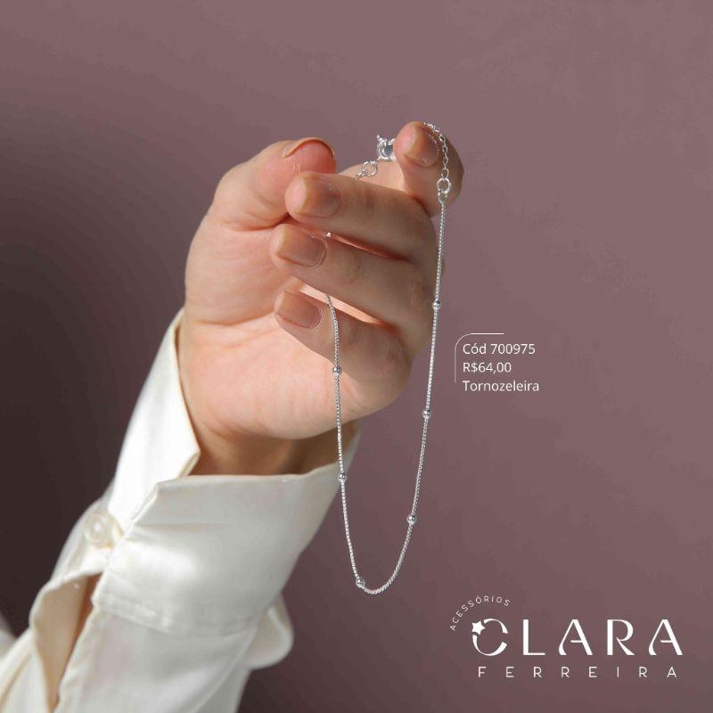 TORNOZELEIRA VENEZIANA C/ BOLINHAS - Banho de Prata