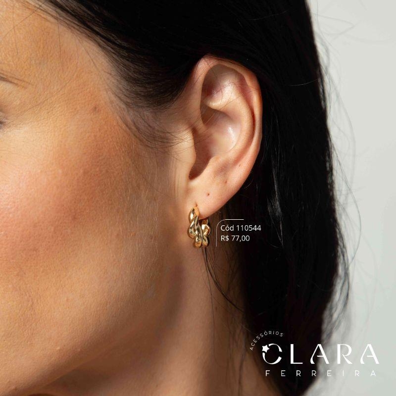 BRINCO ARGOLA 2 FIOS TORCIDOS LISOS 18X8MM - Dourado