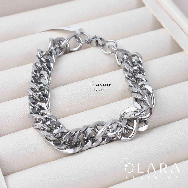 PULSEIRA GRUMET 1X1 MARTELADO - 11MM - 21CM - Aço
