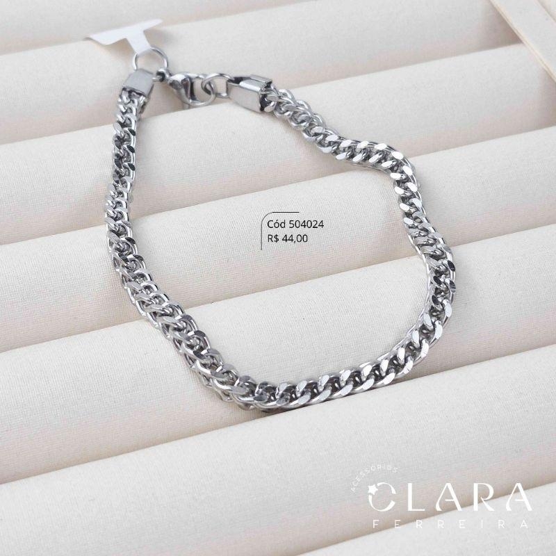 PULSEIRA GRUMET DUPLA 1X1 - 4X4MM - 21CM - Aço