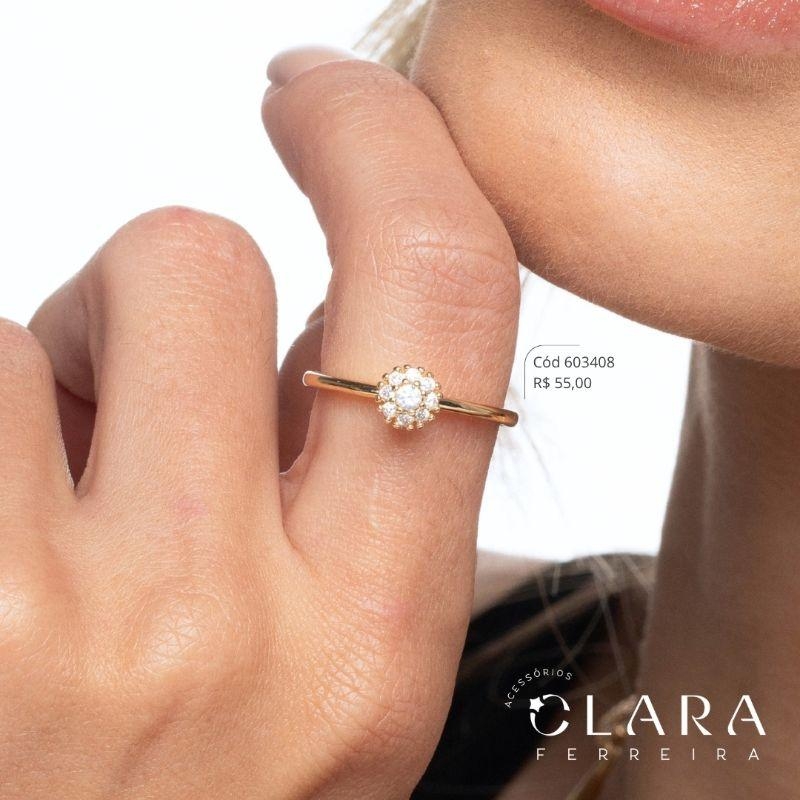 ANEL CHUVEIRINHO MICROZIRCÔNIAS - 6MM - Dourado