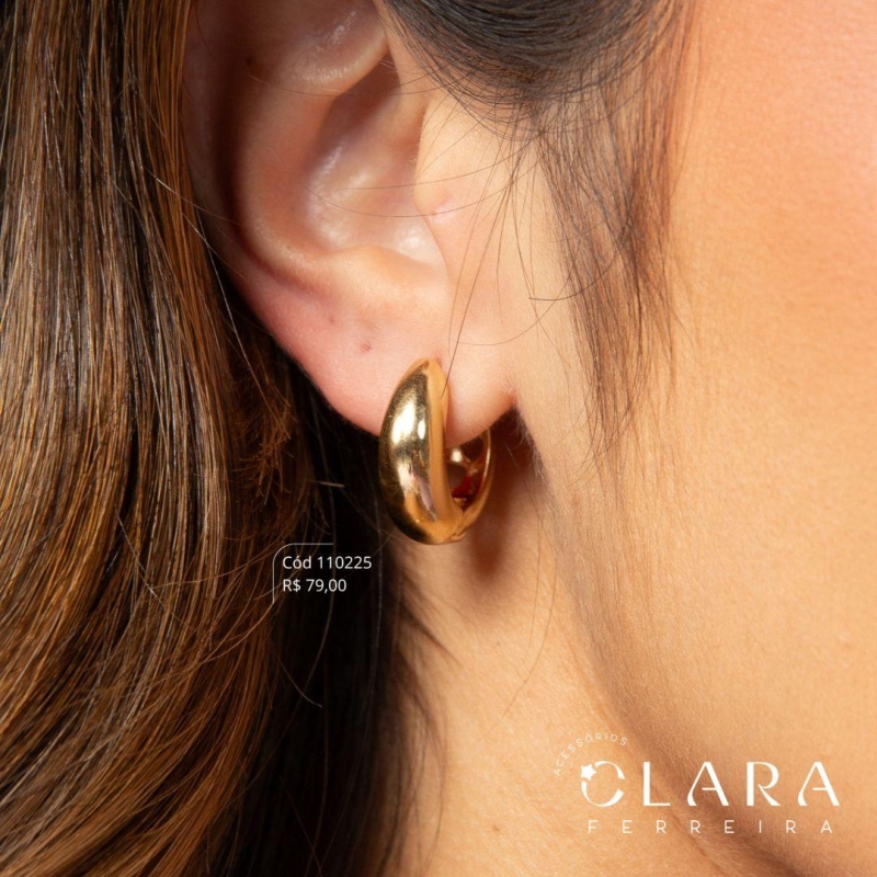 BRINCO ARGOLINHA CLICK GROSSA LISA - 19X7MM - Dourado