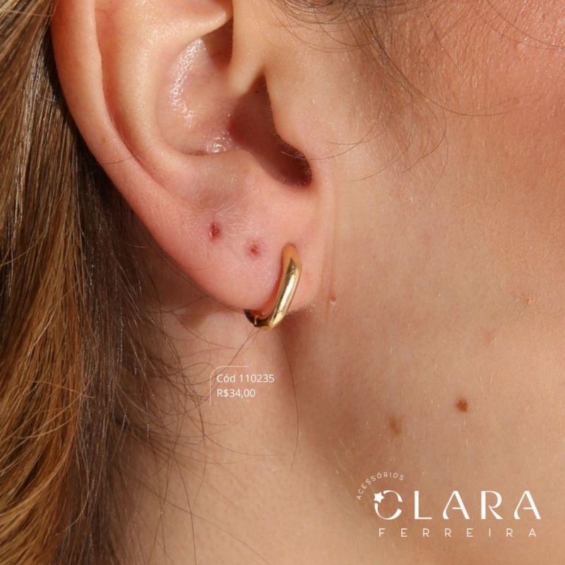 BRINCO ARGOLINHA CLICK TUBO LISA - 12X2MM - Dourado