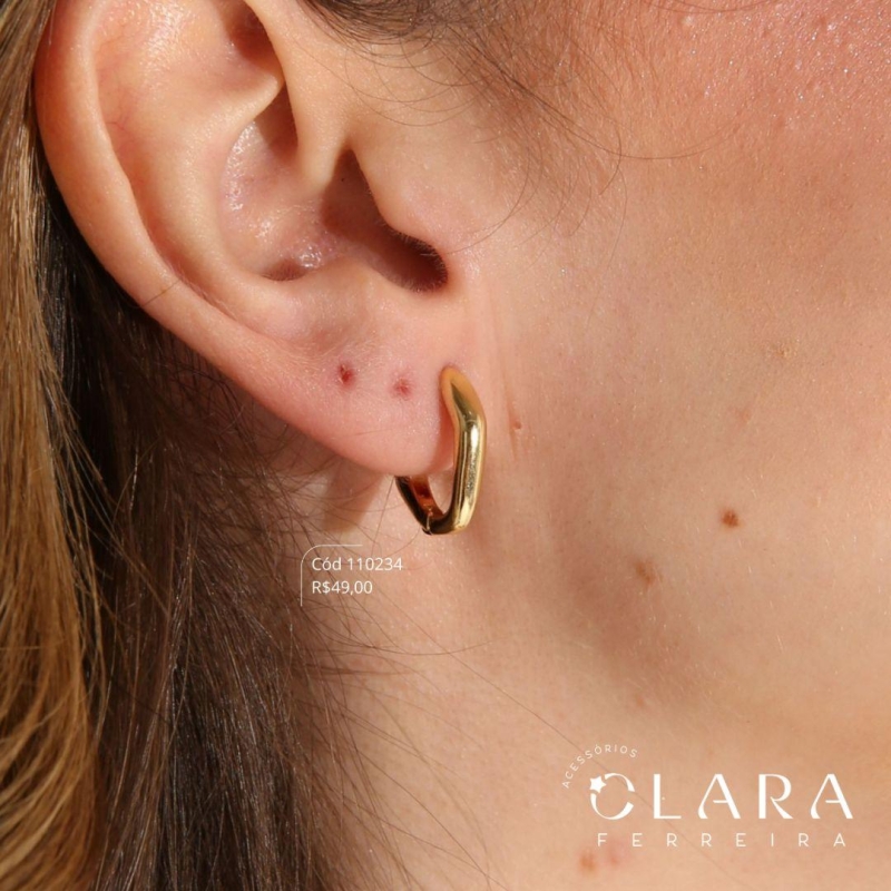 BRINCO ARGOLINHA CLICK TUBO LISA - 16X3MM - Dourado