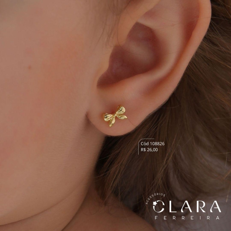 BRINCO INFANTIL LAÇO LISO 5MM - CLARINHA KIDS - Dourado