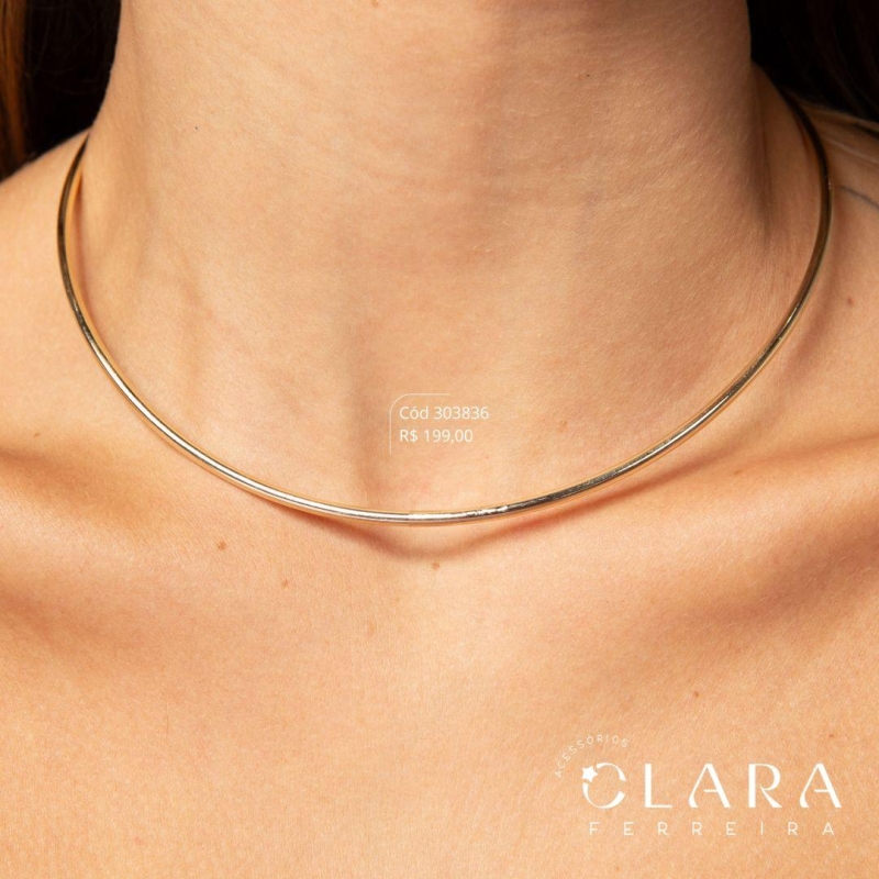 COLAR CHOKER FIO RIGIDO LISO - PEÇA VENDIDA - Dourado