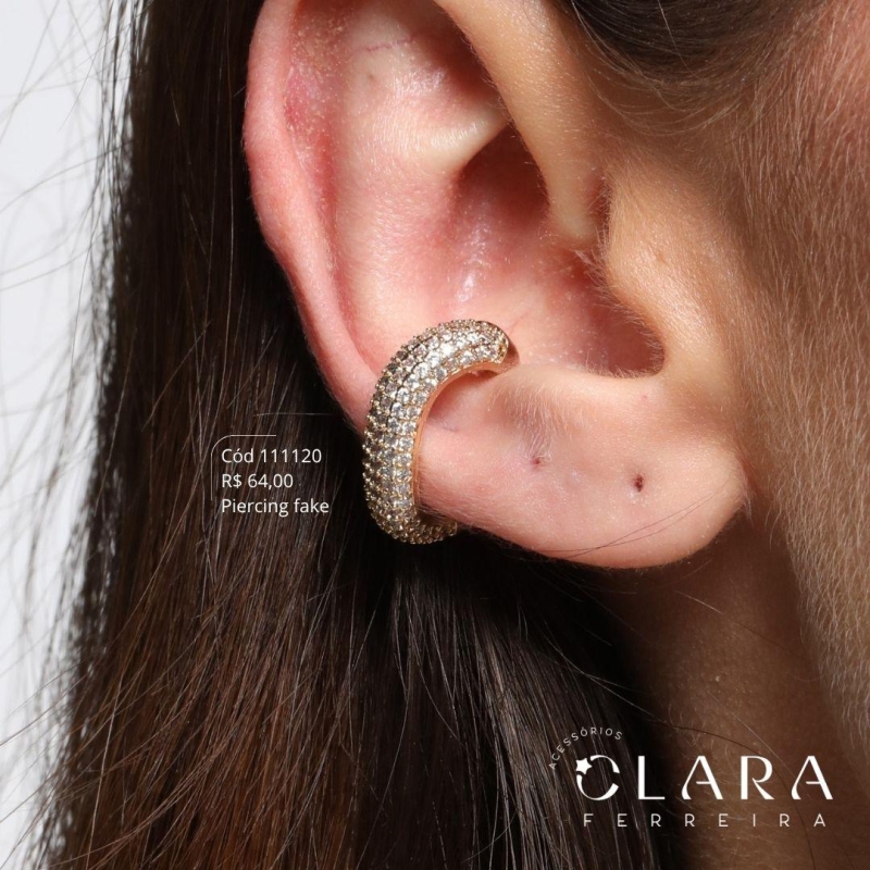 BRINCO PIERCING FAKE 5 FIOS MICROZIRCÔNIAS - Dourado