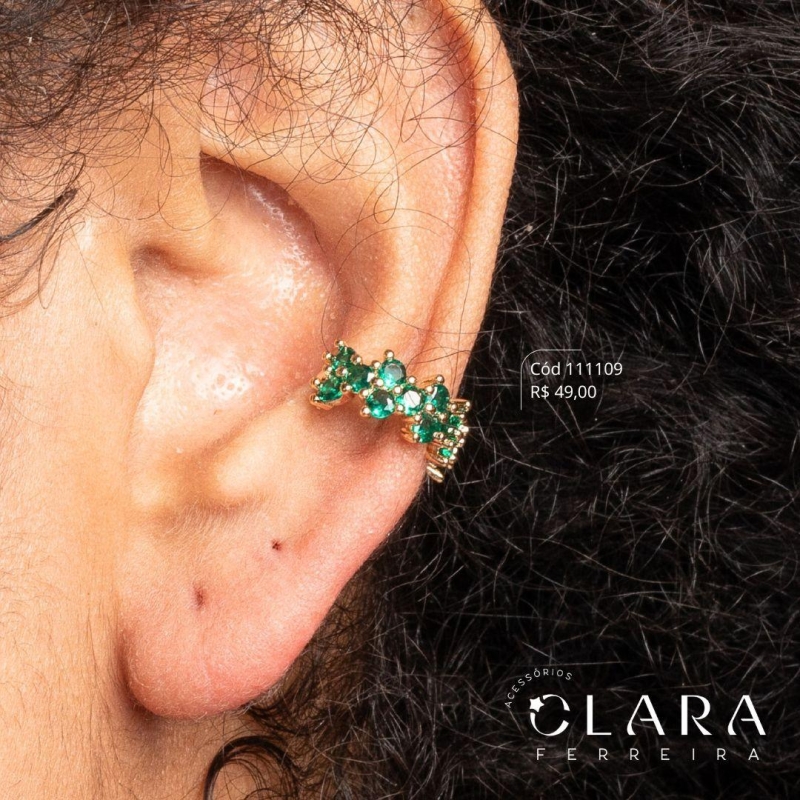 BRINCO PIERCING FAKE ZIRCÔNIAS REDONDAS - Dourado