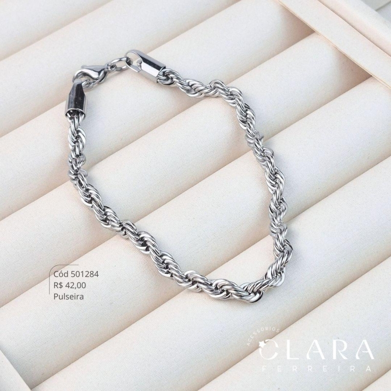 PULSEIRA AÇO CORDÃO BAIANO 5MM - 21CM
