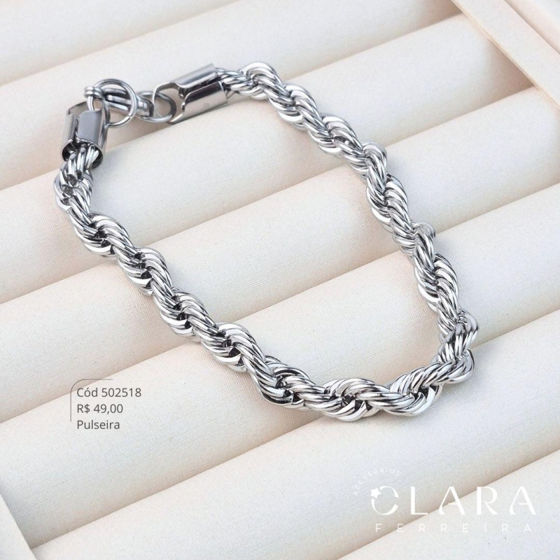 PULSEIRA AÇO CORDÃO BAIANO 7MM - 21CM