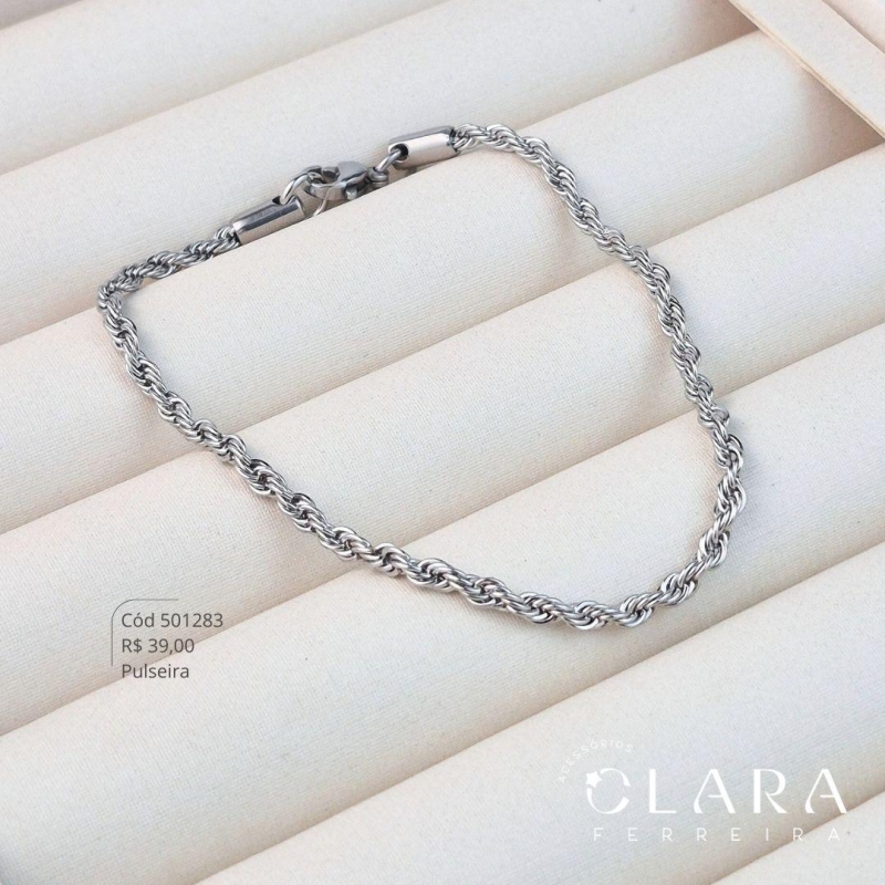 PULSEIRA CORDÃO BAIANO 4MM - 21CM- Aço