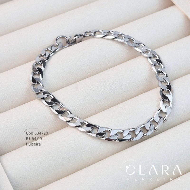 PULSEIRA GRUMET 1X1 9MM - 21CM- Aço