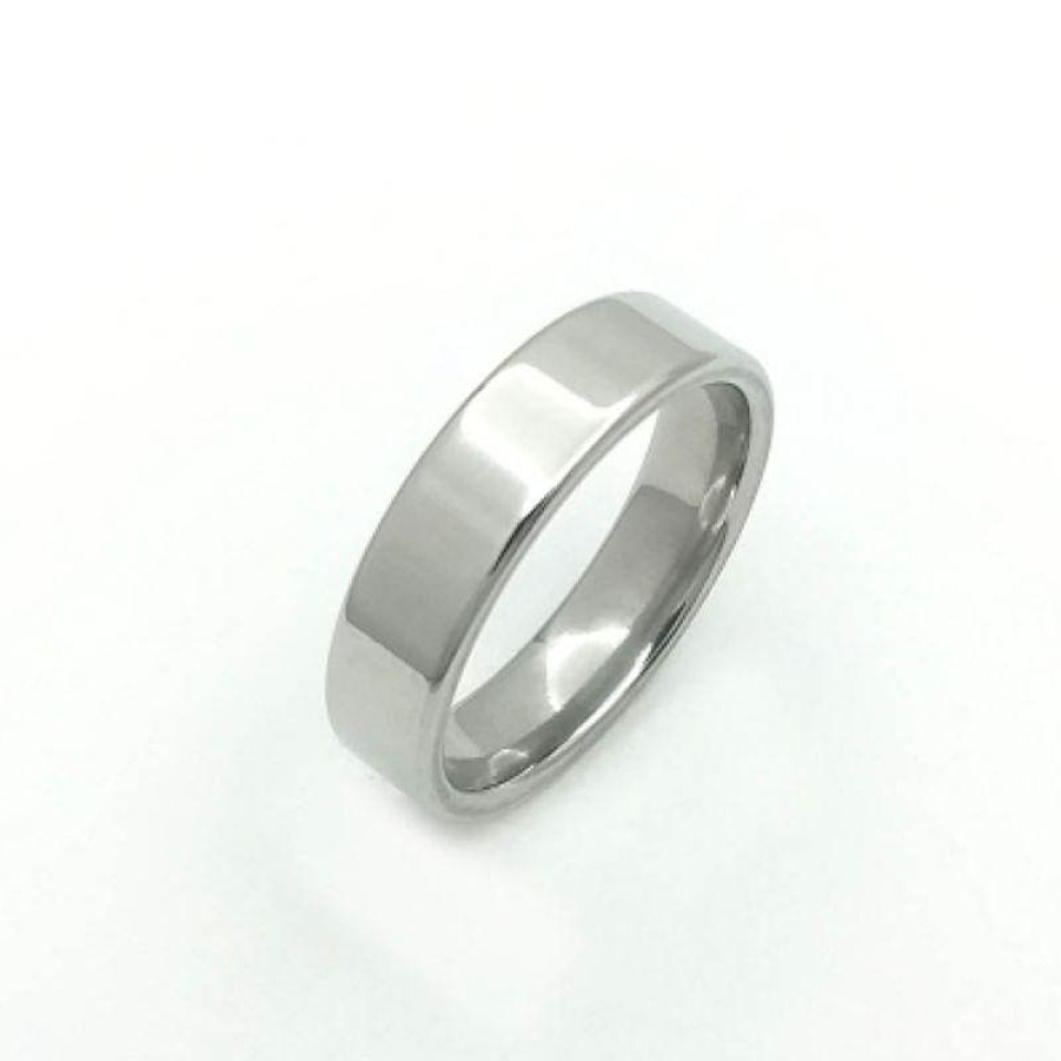 ANEL ALIANÇA AÇO INOX ANATÔMICA RETA 6MM - Número 28/29 - Clara