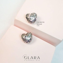 BERLOQUE SEPARADOR CORAÇÃO C/ CORAÇÕES RESINADOR COR DE ROSA E 1 FLOR MICROZIRCÔNIAS - 10X10MM - Aço BERLOQUE SEPARADOR CORAÇÃO C/ CORAÇÕES RESINADOR COR DE ROSA E 1 FLOR MICROZIRCÔNIAS - 10X10MM - Aço