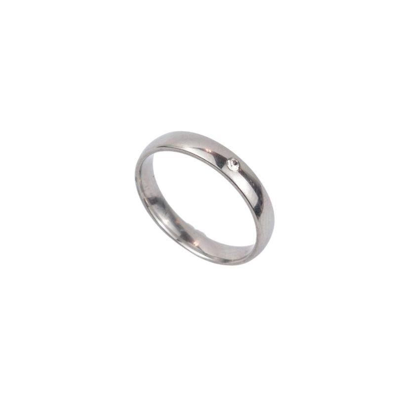 ANEL ALIANÇA AÇO INOX ANATÔMICA ABAULADA 4MM C/ 1 ZIRCONIA - Número 12/13