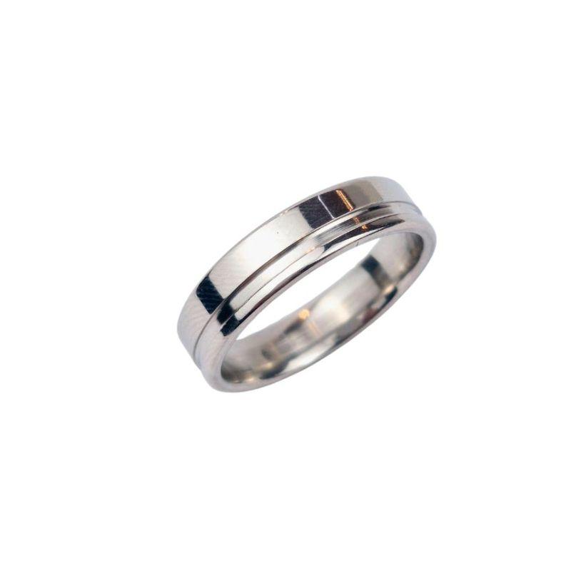 ANEL ALIANÇA AÇO INOX ANATÔMICA RETA 6MM C/ 1 FIO LISO - Número 12/13